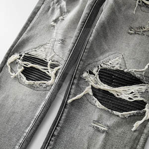 Pantalones vaqueros rasgados ligeros para hombre al por mayor patrón sólido ropa de invierno al aire libre transpirable y lavable - Product Image 5