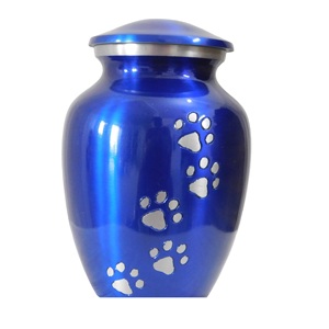 Urna Funeraria de Latón de la Más Alta Calidad con Diseño de Huella de Pata y Acabado Azul Marino - Product Image 4
