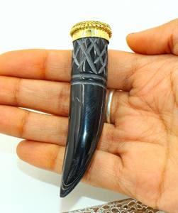 Bijoux de luxe uniques à la mode collier en corne de buffle charme collier pendentif en corne de taureau taille personnalisée de l'inde - Product Image 2