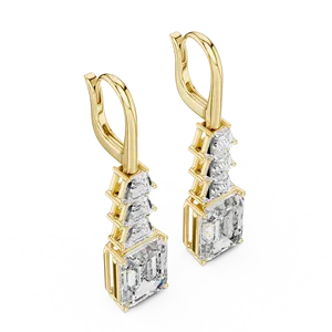 Boucles d'oreilles élégantes en émeraude et diamant avec un design élégant en cascade pour femmes, accessoires - Product Image 2