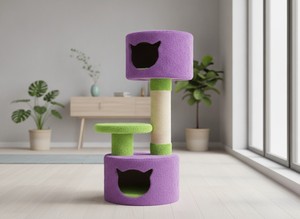 Arbre à chat en fausse fourrure Amistar Sigma de haute qualité, hauteur 125 cm, 4+ niveaux, pour chats et chatons de toutes tailles et de tous âges - Product Image 4