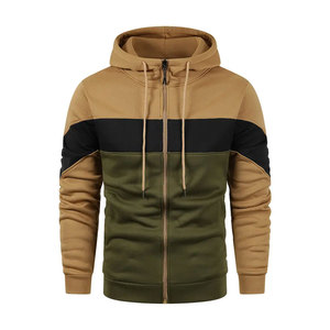 Ropa de calle personalizada 100% algodón Unisex en blanco francés Terry Sudadera con capucha de gran tamaño chaqueta con cremallera hombres contraste costura Zip up Hoodie - Product Image 1