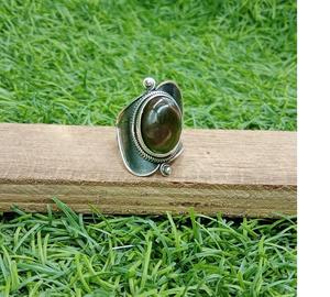 Piedra preciosa natural Christian Boho Ecológico Plata de Ley 925 Anillo de declaración artística hecho a mano para mujer Regalo elegante único - Product Image 3