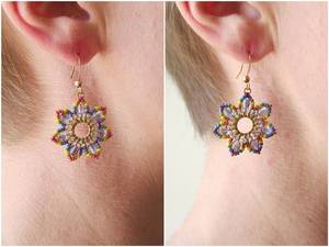 Pendientes bordados de joyería de moda de la India Pendientes de cuentas hechos a mano para mujeres y niñas de la India - Product Image 2