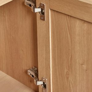 Buffet en teck massif de qualité export, moderne, 2 tiroirs, 3 étagères, écologique, durable, pour salon, appartement, hôtel - Product Image 5