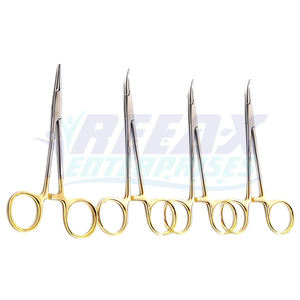 Reeax enterpries' สแตนเลสสีทองจับห้ามเลือดคีมปลายโค้งตรงล็อคเครื่องมือผ่าตัดพื้นฐาน - Product Image 1