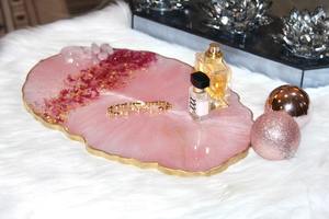 Magnifique plateau en résine à paillettes roses fait à la main plateau décoratif étincelant pour l'utilisation de la cuisine de table à la maison et les cadeaux - Product Image 4