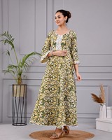 Hari Tara Gelbes Baumwollkleid für Damen Bequeme Alltags- und Freizeitkleidung zum Bestpreis