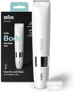 Braun Body Trimmer ขนาดเล็ก, การกำจัดขนตามร่างกายที่อ่อนโยน, เครื่องตัดความแม่นยำ, เปียกและแห้ง, กันน้ำ100%, BS1000, ขาว - Product Image 4