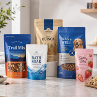 Ecologisch composteerbare, biologisch afbreekbare PLA ziplock craft kraft papieren verpakkingstas, op maat gemaakte staande pouch voor voedsel, gedroogd fruit en dierenvoer