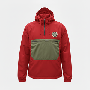 Veste coupe-vent longue vintage à capuche personnalisée avec poche avant et grande poche, demi-zip, design 2026 - Product Image 3