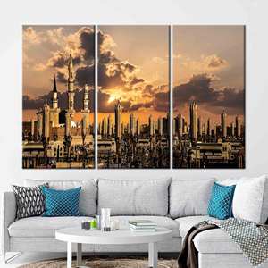 Toile imprimée paysage islamique - Élégante œuvre d'art encadrée en 3 parties, 3P-Gallery Wrapped - Product Image 1