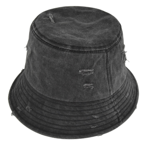 Chapeau bob à large bord déchiré et délavé pour hommes et femmes, chapeau de soleil en toile de coton vintage avec détails usés - Product Image 4