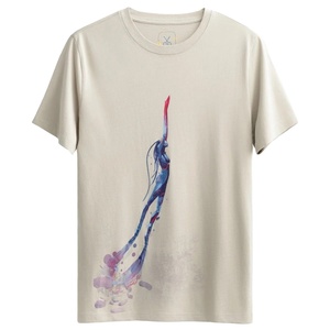 เสื้อยืดคอกลมสำหรับผู้ชายผ้าฝ้าย100% พิมพ์ลายออกแบบได้ตามต้องการเสื้อยืดแขนสั้นระบายอากาศได้แบบลำลองมีขน - Product Image 2