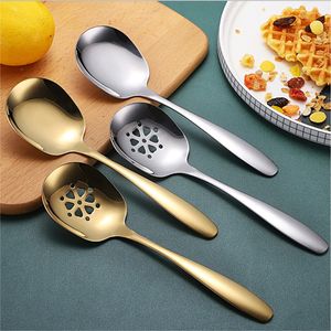 Luxury Floral Cut-out Serving Spoon Set 304Stainless Steel <b>Mirror</b> Polished Public Spoon Elegant Gold Plated Slotted Buffet Spoon - Product Image 1