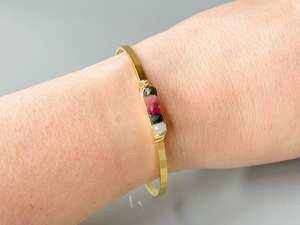 Designer Gold Plated Solid 925 Sterling Silver Girls Cuff Bangle <b>Tourmaline</b> Natural Gemstone Cuff <b>Bracelet</b> Wedding Gift Jewelry - Product Image 3