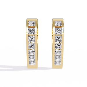 Boucles d'oreilles en or brillant 18 carats avec diamant de laboratoire, boucles d'oreilles de qualité supérieure - Product Image 1