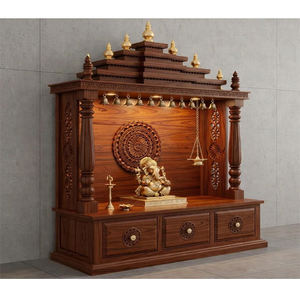 Mandir de prière traditionnel du sud de l'Inde pour la maison, en teck sculpté à la main, style royal indien, taille personnalisée, prix d'usine, vente aux États-Unis - Product Image 1