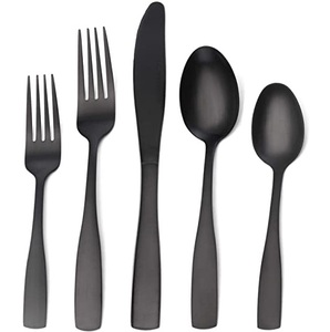 Couverts en métal enduit noir avec poignée royale pour mariages et restaurants Vaisselle de table Ensemble de couverts - Product Image 2
