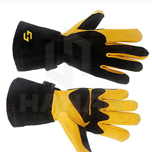 Vente en gros Logo personnalisé Gants de soudage en cuir de vache pour hommes Gants de protection à isolation thermique du Pakistan - Product Image 3