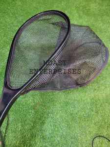 Épuisette de pêche à la mouche d'extérieur avec cadre en bois et filet en caoutchouc, outil de capture de truites à lancer à la main - Product Image 4