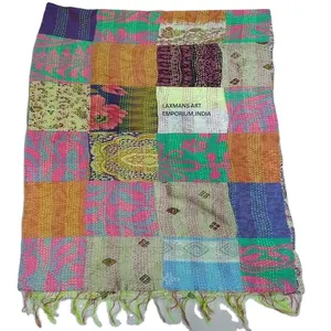 New Ladies Fashion Cotton Kantha Multi Color Patchwork Scarves/Shawls Wraps Wholesale From India