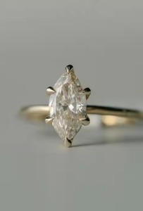 Timeless 120ct Marquise Champagne Diamond Bague de fiançailles Fairtrade 14K Gold Unique GIA Certified Ring For Her Wedding Gift - Product Image 6