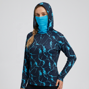 Camisa de Pesca con Capucha para Hombre, Talla Grande, Negra con Estampado de Rayos Azules, Impermeable, Transpirable, Manga Larga, Protección Solar UPF 50, Secado Rápido - Product Image 6