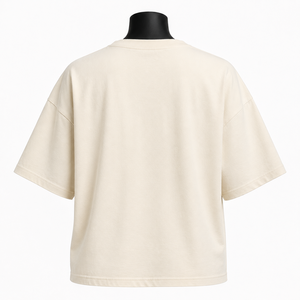 Camiseta de algodón holgada color crema para mujer, manga corta, cuello redondo, estampada, informal, para verano - Product Image 2