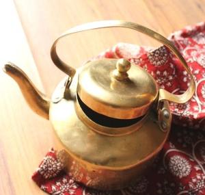 Handcrafted brass <b>tea</b> <b>pot</b> and kettle with ornate heritage details ideal for ethnic kitchen styling and classic serving - Product Image 3