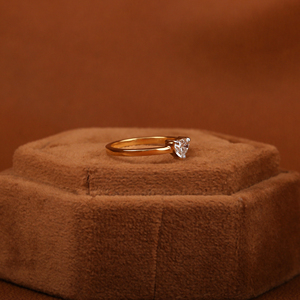 Solitaire <b>Heart</b> <b>Shape</b> Claw Setting Trendy Ring Elegant Design Wedding Ring With Lab Created Diamond in 18KT Yellow Gold - Product Image 4