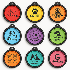 Logo kustom 350ml dapat dilipat TPE mangkuk anjing bepergian dengan karabiner Food Grade BPA bebas makanan portabel untuk mendaki berkemah & hewan peliharaan - Product Image 3