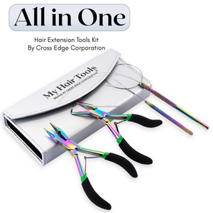 Rainbow Micro <b>beaded</b> weft tools for hair extensions Stainless Steel Hair Extensions Pliers kit with Pulling Hook <b>Needle</b> & Loop - Product Image 6