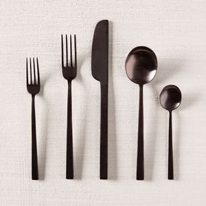 Noir Métal Antique Poignée Cuisine Noir Métal Argent 5 Pcs 304 SS Dîner Couteau Cuillères et Fourchette Couverts En Acier Inoxydable Couverts - Product Image 3