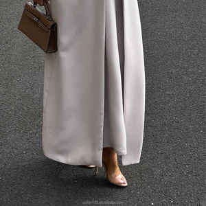 Luxueux dubaï Abaya ouvert épars perlé soie Anti-rides musulman robe complète haute qualité personnalisé modestie printemps automne - Product Image 6