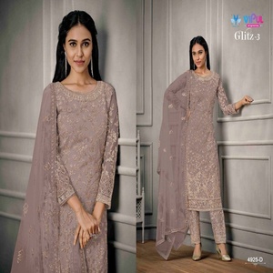 ตาข่ายผีเสื้อหนักพร้อมชุด Salwar ปักลายสำหรับใส่เป็นครั้งคราวดูหรูหรา - Product Image 1