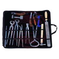 Trousse à outils de maréchal-ferrant en acier inoxydable avec sac de transport en cuir Ensembles d'outils de toilettage pour chevaux de qualité supérieure