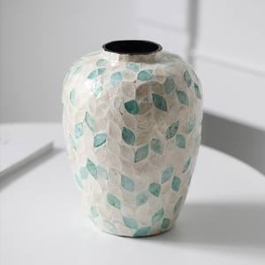 Juego de 2 floreros de nácar de Estilo Vintage | Jarrón hecho a mano Jacinto de agua para el hogar, hotel, regalo de Navidad - Product Image 4