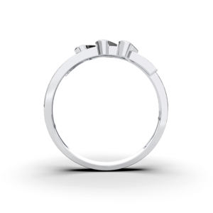 0.05กะรัต E-F/VVS-VS เพชรโมอิสซาไนต์กลมตัดชุดสามชุดแนวตั้งแหวนรูปสี่เหลี่ยมผืนผ้าทำในทองคำขาวสำหรับเธอ - Product Image 2