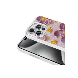 Coque de téléphone en silicone rigide SENK Garden Luxury Flower Pattern Rhinestone pour iPhone 15 Pro 13 Pro Max Plus, protection intégrale - Product Image 4