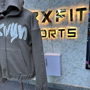 Custom Applique Embroidery Distressed Hoodie <b>Rhinestone</b> Zip up <b>Jacket</b> Acid Wash Vintage Washed Men Fleece Streetwear Hoodie - Product Image 6