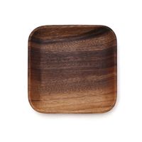 Lot de 4 plateaux de service empilables de couleur chaude en bois d'acacia carré naturel très vendu en gros du Vietnam