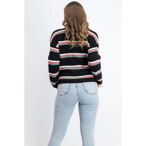 Maglione da Donna Hippie Rose con Bottoni sulle Spalle, Nero, Taglia Media, Traspirante, Stile Coreano per Autunno e Inverno - Product Image 3