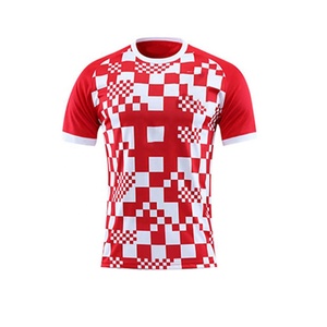 Maillots de football personnalisés de haute qualité, ensemble de tenue de football, imprimé par transfert thermique, 100% polyester, col en V, respirant, léger, manches courtes - Product Image 2