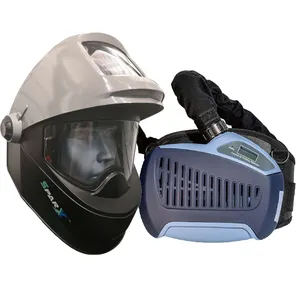 Respirator Pemurni Udara Bertenaga PAPRs Bersertifikat CE Helm Las Penggelap Otomatis dengan Ventilasi PAPR