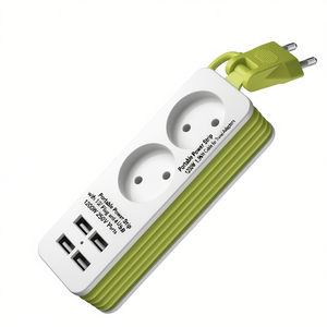 Portable <b>Power</b> Strip with 1/2 EU Plug and 4 <b>USB</b> Ports 1200W 250V 1.5m <b>Cable</b> for Travel Adapters - Product Image 2