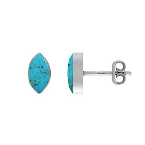 Boucles d'oreilles clous en argent 925 de qualité supérieure, pierre précieuse turquoise, forme poire, marquise, ovale, fermoir papillon, sertissage en bézel, lot de 3, cadeau - Product Image 3