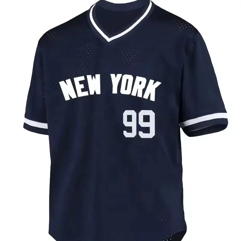 New York Baseball Jersey Shirt Embroidered Sublimation Design V Neck Mesh Jersey Baseball Wholesale Custom Manufacturers Jersey