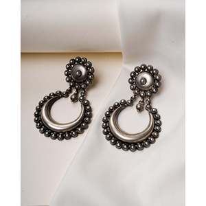 925 Silver Chandbali <b>Earrings</b> Cultural Collectible Jewelry - Product Image 1