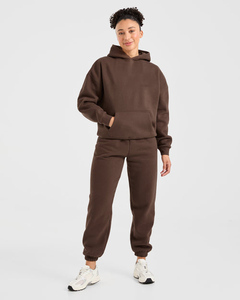 Sudadera con capucha de felpa clásica de gran tamaño para mujer, color marrón chocolate, sudaderas transpirables antiarrugas para mujer, sudadera con cremallera para gimnasio - Product Image 5